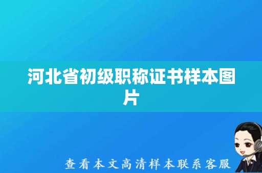 河北省初级职称证书样本图片（职称证书）