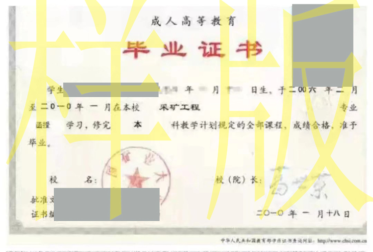 中国矿业大学毕业证学位证往年历届样本模板-图片