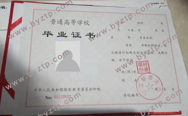 1994年中南财经大学毕业证样本图片（模板）