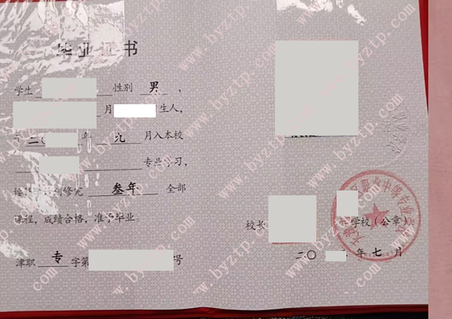 区职业中等专业学校中专毕业证样本图片.jpg