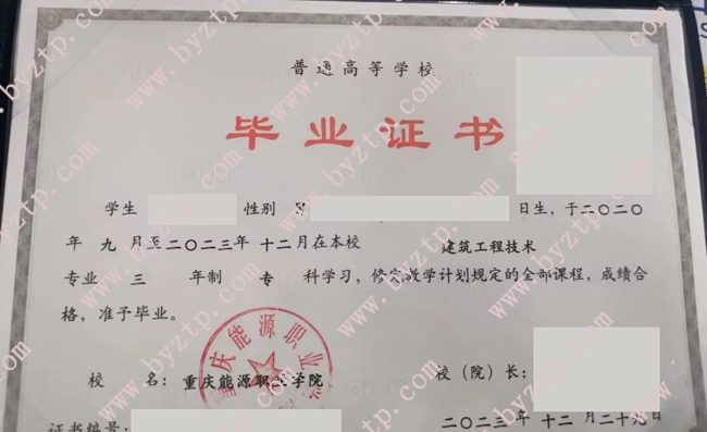 重庆能源职业学院毕业证样本图片