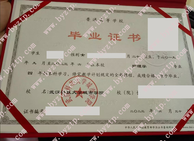 武汉科技大学城市学院毕业证学位证模板/样本图片