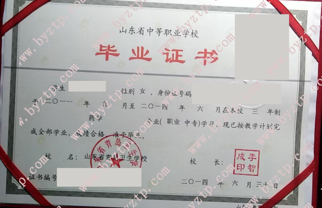 山东省青岛卫生学校中专毕业证样本图片.jpg