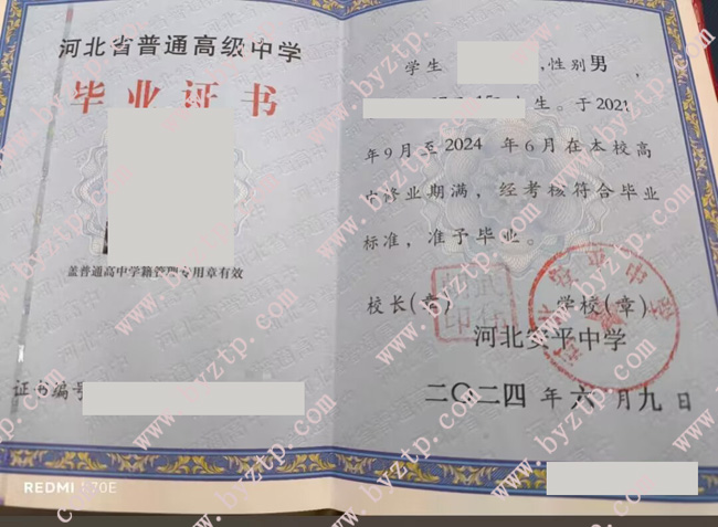河北安平中学高中毕业证样本图片.jpg