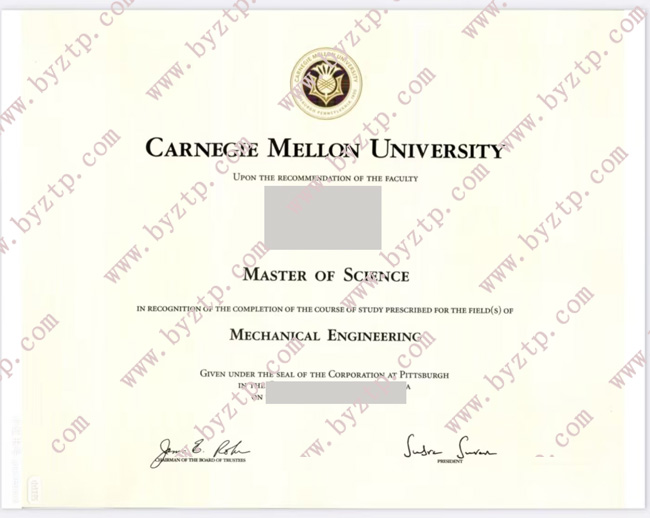 卡耐基梅隆大学学历证书样本图片