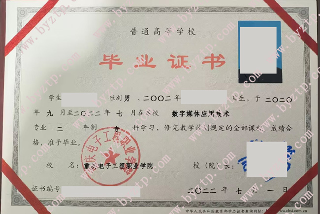 重庆电子工程职业学院毕业证样本图片