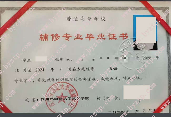 四川外国语大学成都学院辅修毕业证样本图片.jpg