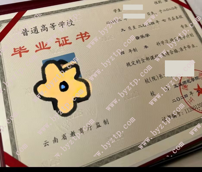 玉溪师范学院毕业证样本图片