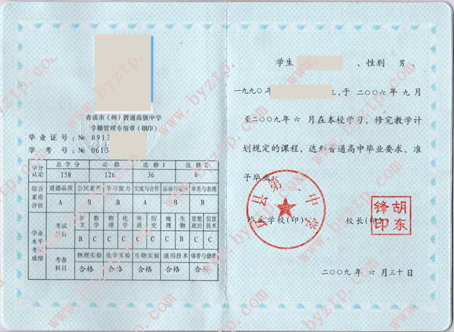 环县第二中学高中毕业证样本图片