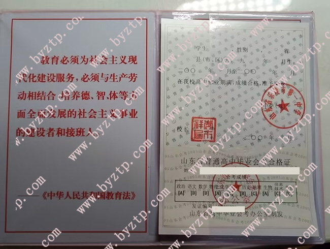 山东省乐陵市第一中学高中毕业证样本图片