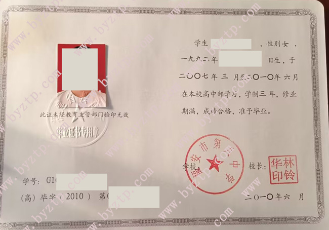 福安市第八中学高中毕业证模板图片