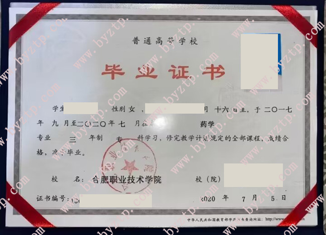 合肥职业技术学院毕业证样本模板.jpg