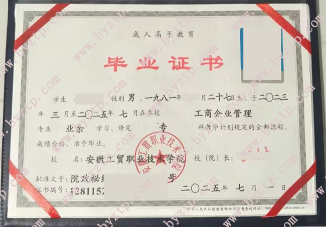 安徽工贸职业技术学院毕业证样本模板.jpg