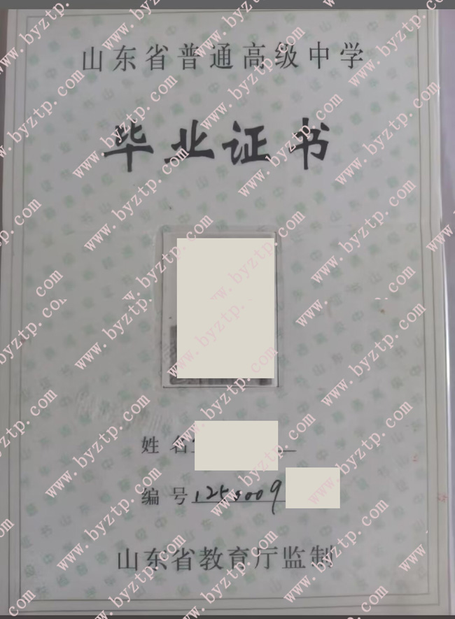 阳谷县第二中学高中毕业证模板样本